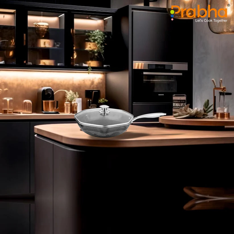 Tri-ply Hexa Cube Octa Pan With Lid – 32cm