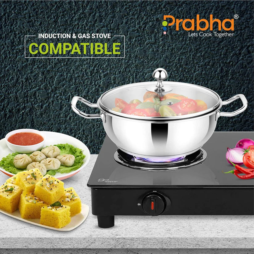 Stainless Steel Tri-Ply IB Multi Kadhai Plain (6 Plates) 26cm