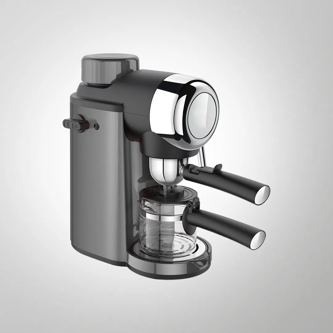 Vienna-Black 800W 4-Cup Espresso Coffee Maker with Steam & Milk Frothing Function