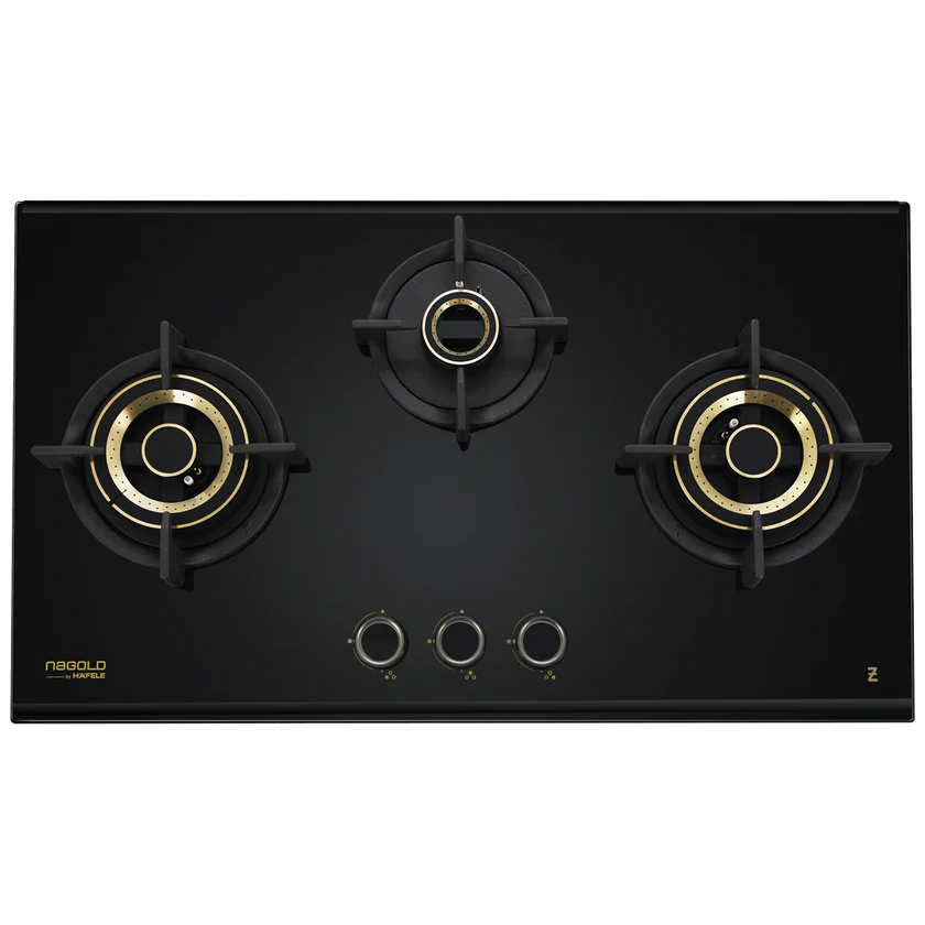 Zeta Plus 378 78 cm 3 Burner Hob – 6th Gen Brass Burners, Gunmetal Knobs, 538.41.504