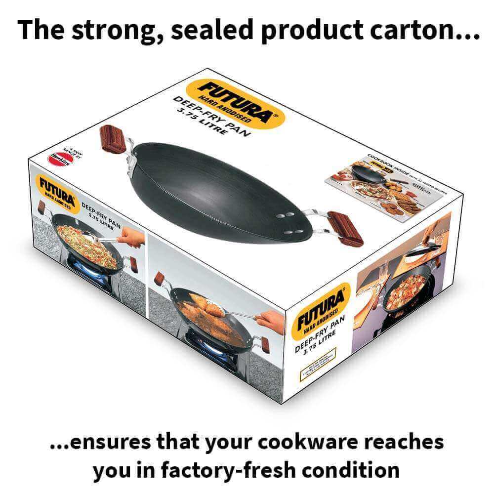 HAWKINS FUTURA 3.75 LITER HARD ANODIZED FLAT BOTTOM DEEP-FRY PAN WITH STEEL LID (30 CM) AD 375S