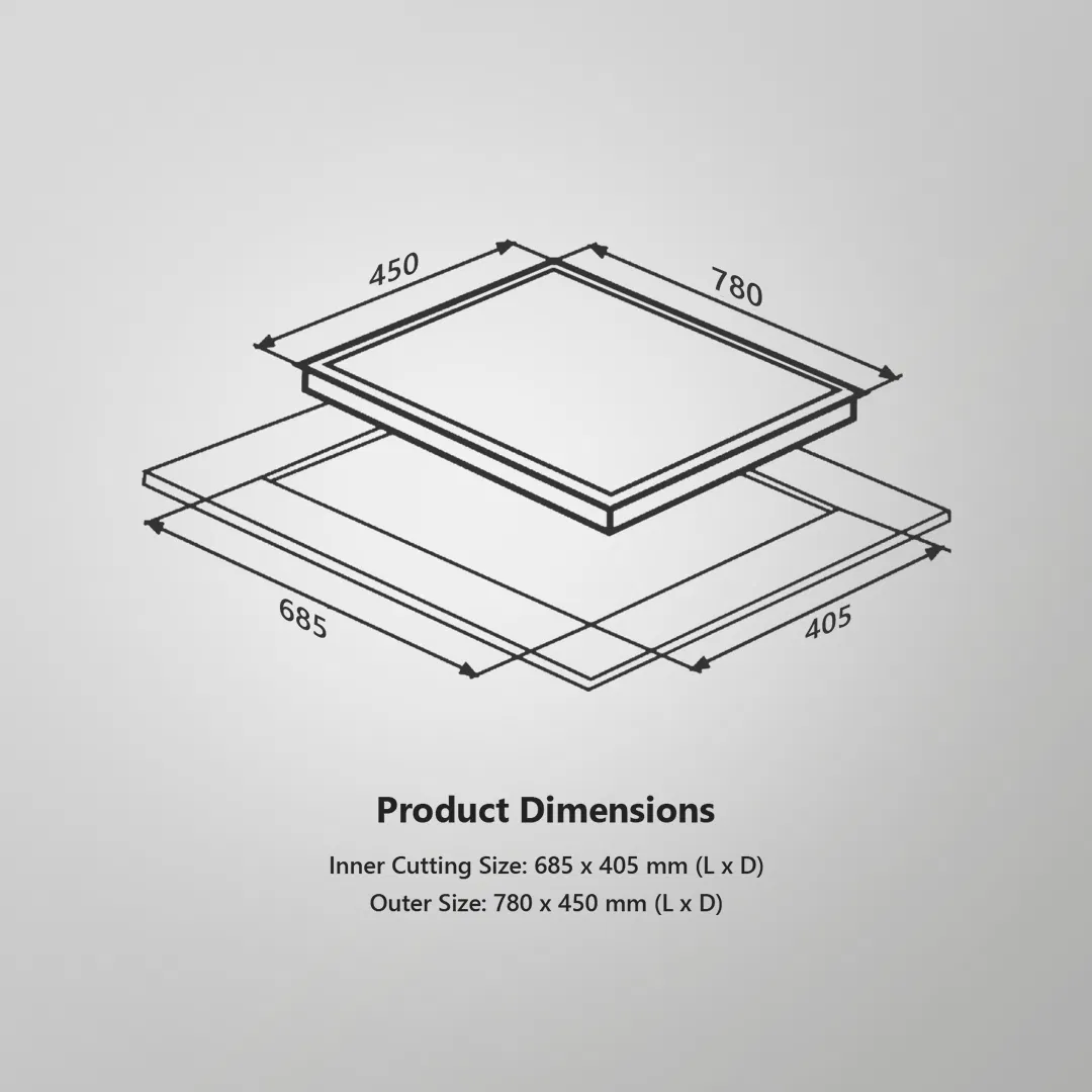 ALNF 783 – 78cm Built-in Hob with 3 High-Efficiency Brass Burners & Full FFD