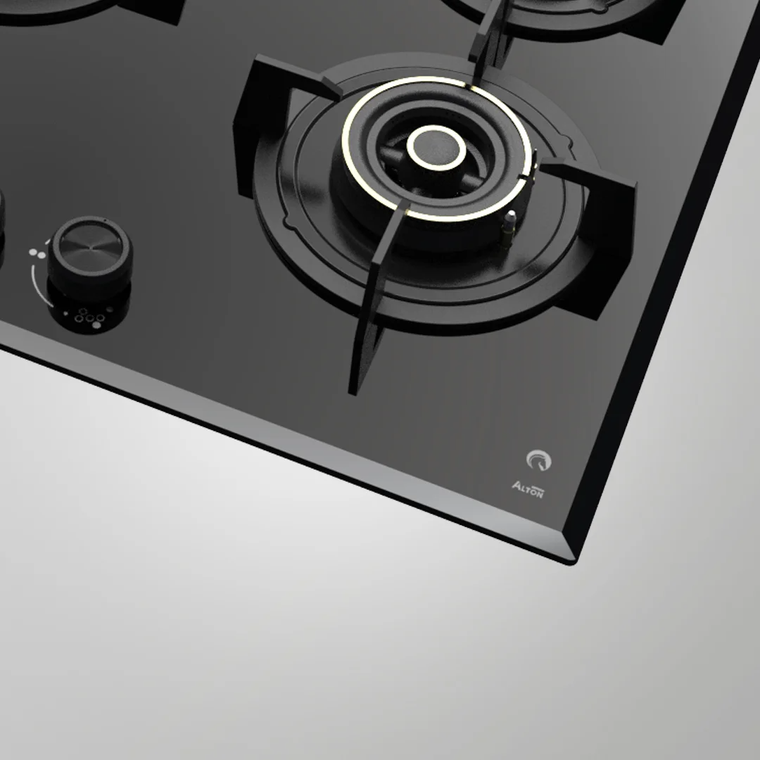 ALNF 784 High Efficiency Heavy Duty Brass Burners With Full FFD Designer Anti Slip Metal Knob Built In Hob
