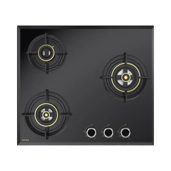 Altius FS 360 60 cm 3 Burner Hob – Brass Burners, Gunmetal Knobs, 538.66.631