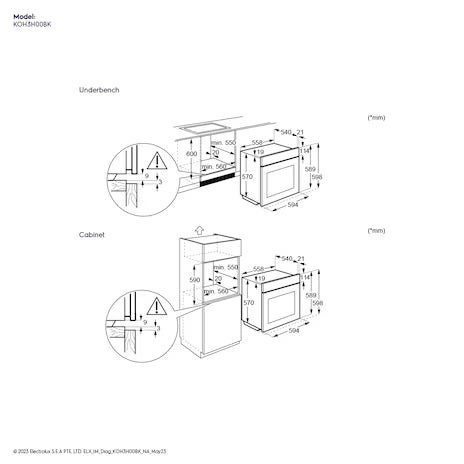 60cm Premium Built-In Oven UltimateTaste 300 65L (KOH3H00BK)