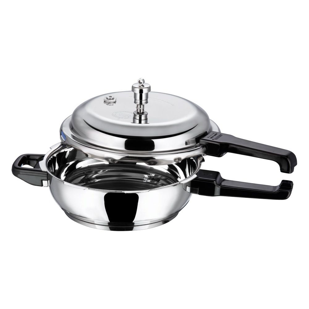 Vinod Platinum Triply Pressure Cooker Flat With Lid - Senior (Induction Friendly)