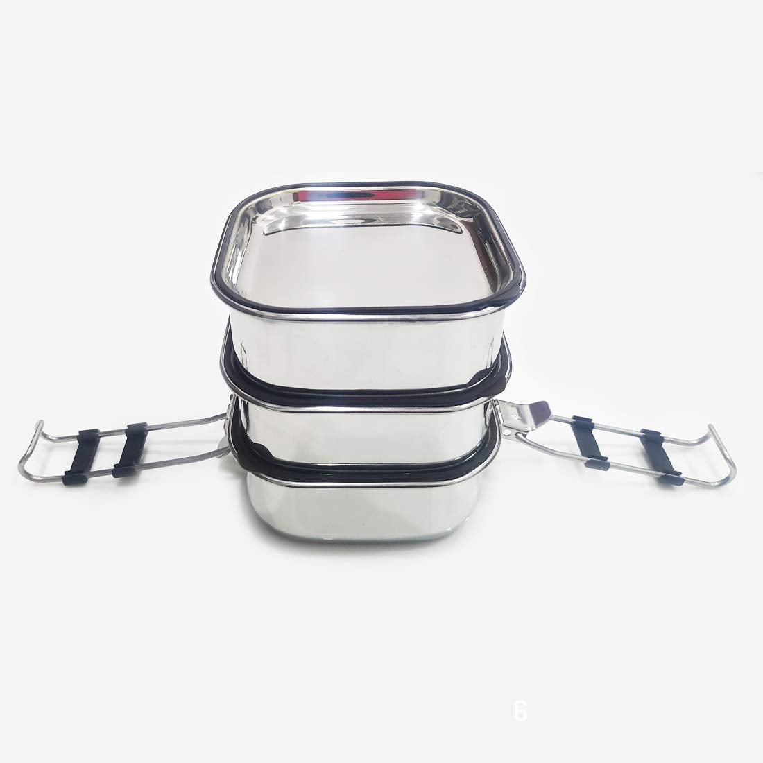 JVL Stainless Steel Triple Layer Square Leak Proof Lunchbox - Small (STLP 1)