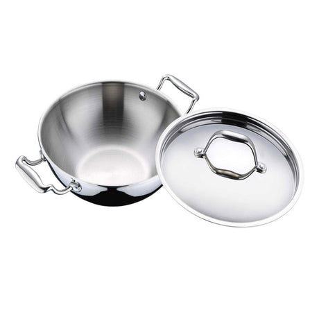 BuyBergner Argent Triply Stainless Steel Kadai with Lid 36 Cm 6.1 Ltr (BG-9961) at lowest price on Apnidukaan.com