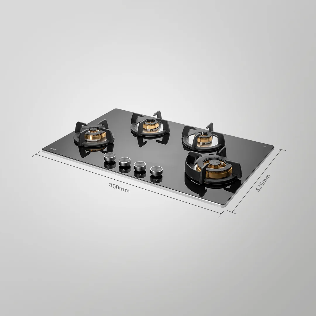 BLH-F 804X BLK – 4 Full Brass High-Efficiency Burners Built-in Hob | Auto Electric Ignition