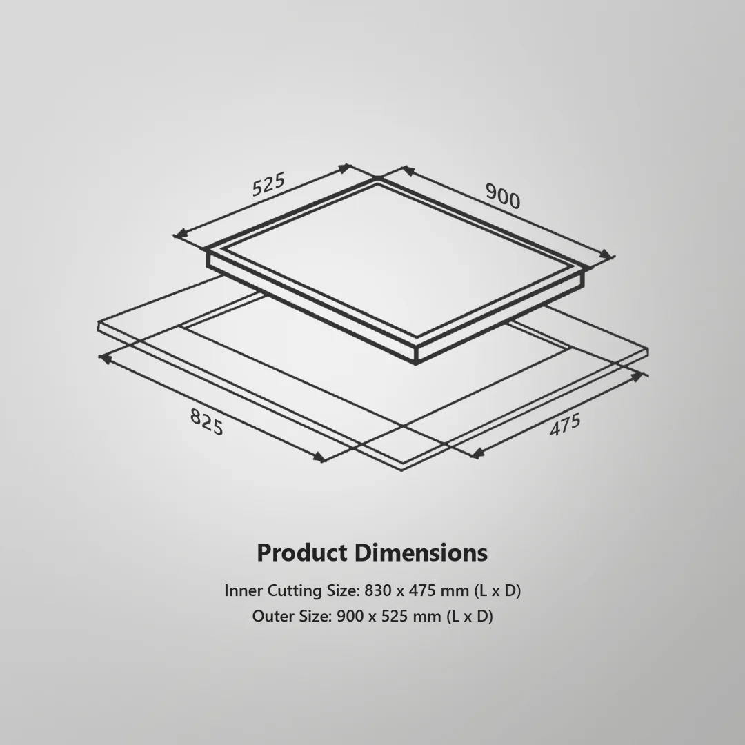 BLH-F 865X – 5 Full Brass High-Efficiency Burners Built-in Hob | Auto Electric Ignition