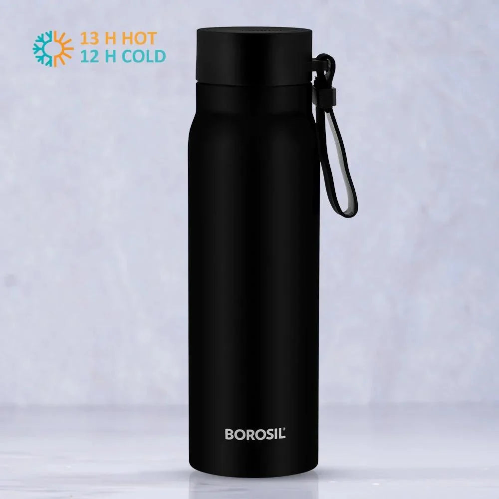 Bliss Trek Series Black Bottle – 500 mL | Hot for 20 Hrs, Cold for 24 Hrs | Wide Mouth & Durable Finish