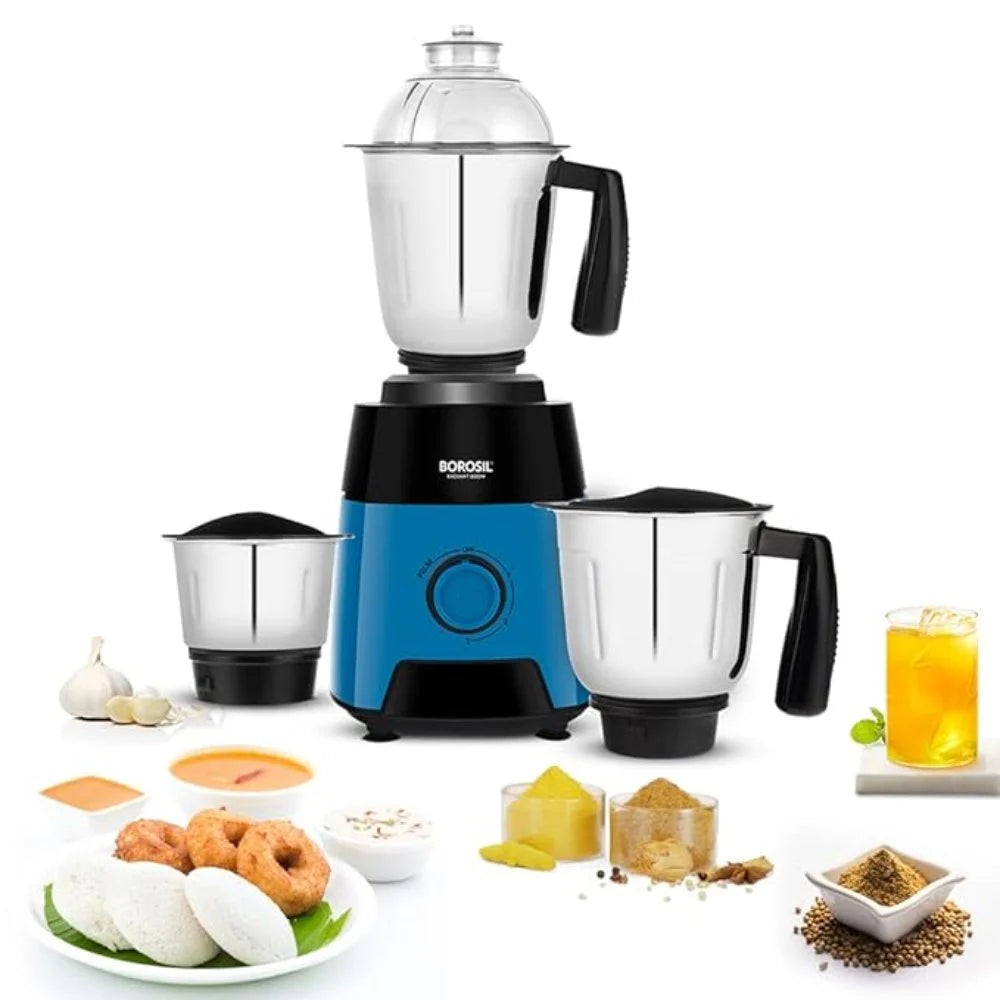 Borosil Radiant Mixer Grinder W17 600 W, 3 Jars