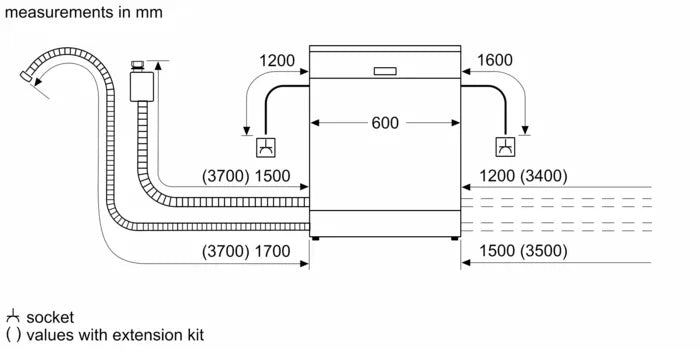 Series 4 60 cm 14 Place Settings Semi-Integrated Dishwasher Stainless Steel, Home Connect, 6 Programmes - SMI4IKS00I