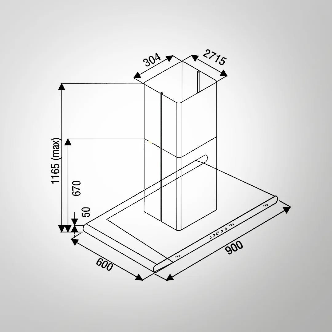 KAFF CANARY DHC BF 90 BL With SS Finish Auto Clean Wall Mounted Chimney