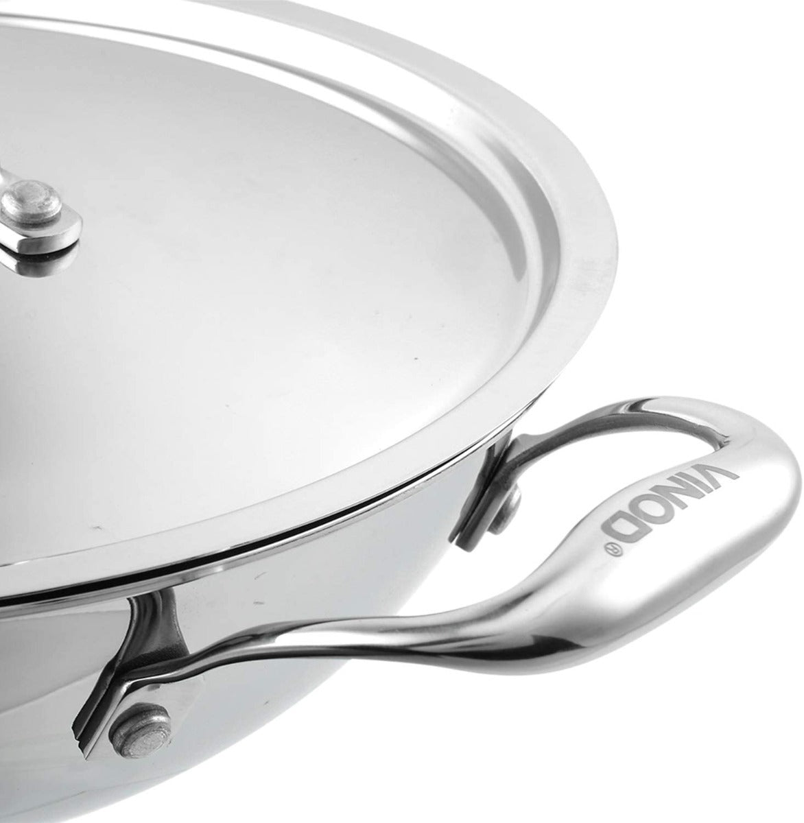Vinod Triply Platinum Series Induction Friendly Extra Deep Kadai With SS Lid (24, 3.2L) EDPTKD24