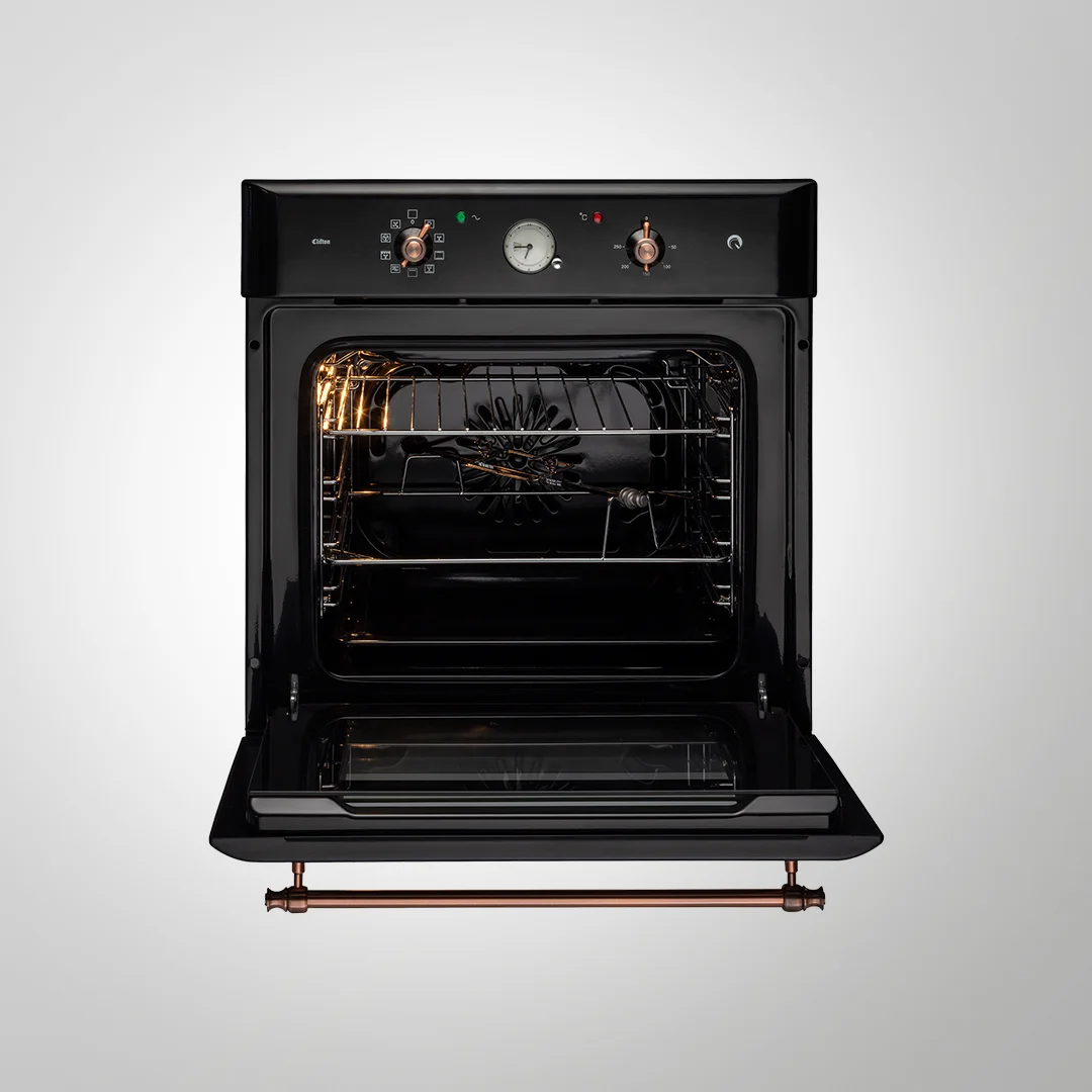 CLOV 6 BLN 60 cm Built In ELECTRIC OVEN With True Convection Black Retro Finish 60 L