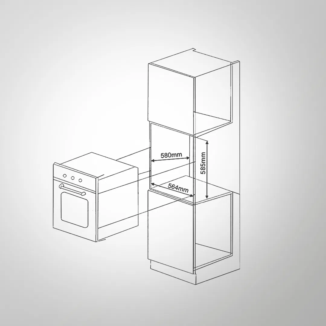 CLOV 6 BLN 60 cm Built In ELECTRIC OVEN With True Convection Black Retro Finish 60 L
