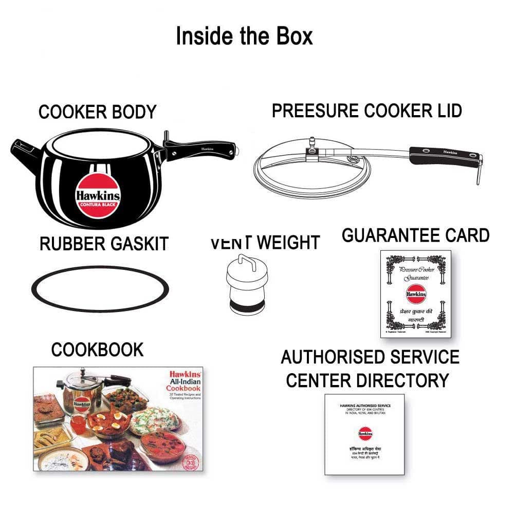 HAWKINS CONTURA BLACK 5 LITRE HARD ANODISED PRESSURE COOKER : CB50