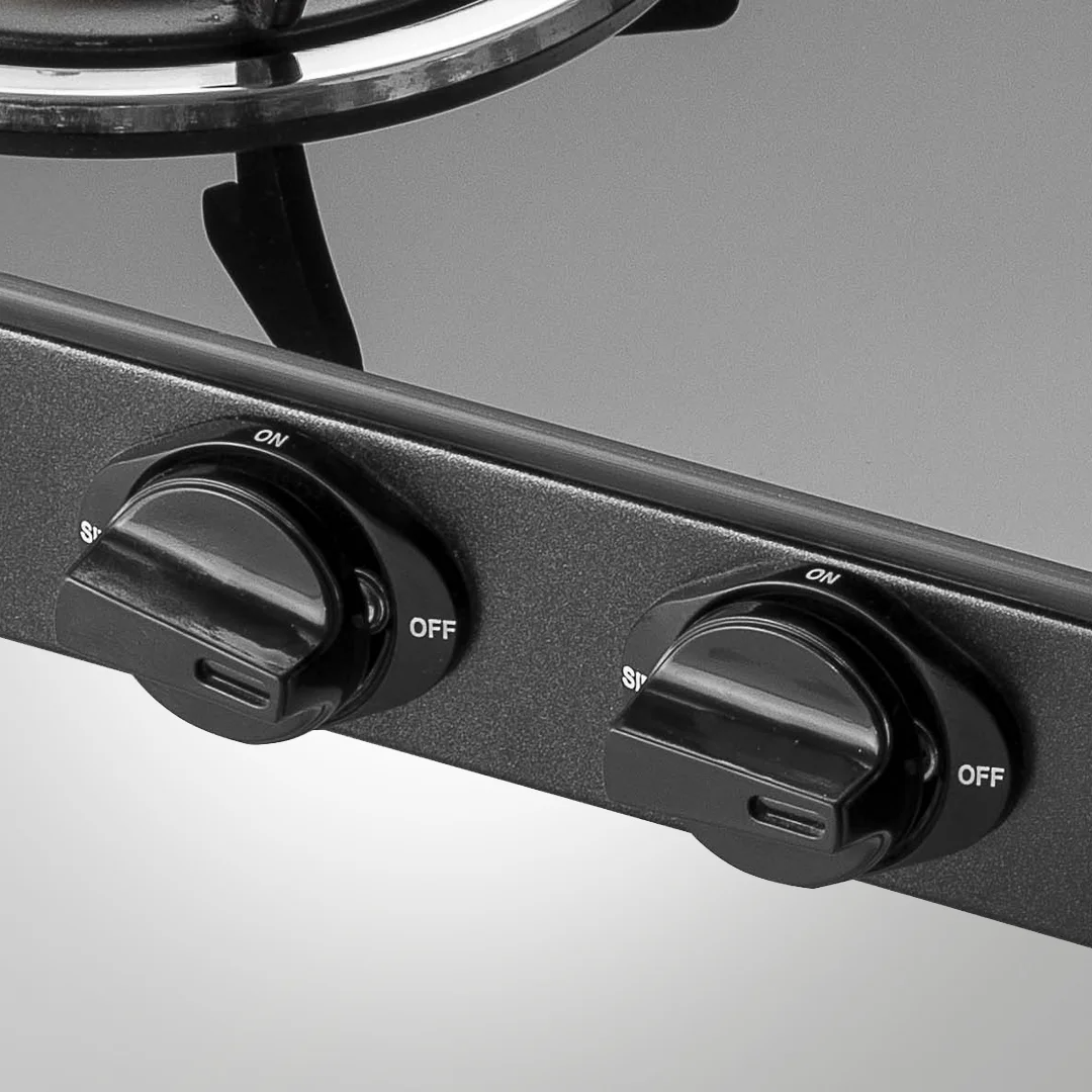 CTC694BAI – Slim Line 4-Burner Auto Ignition Gas Stove | High-Efficiency Brass Burners | Black Tempered Glass