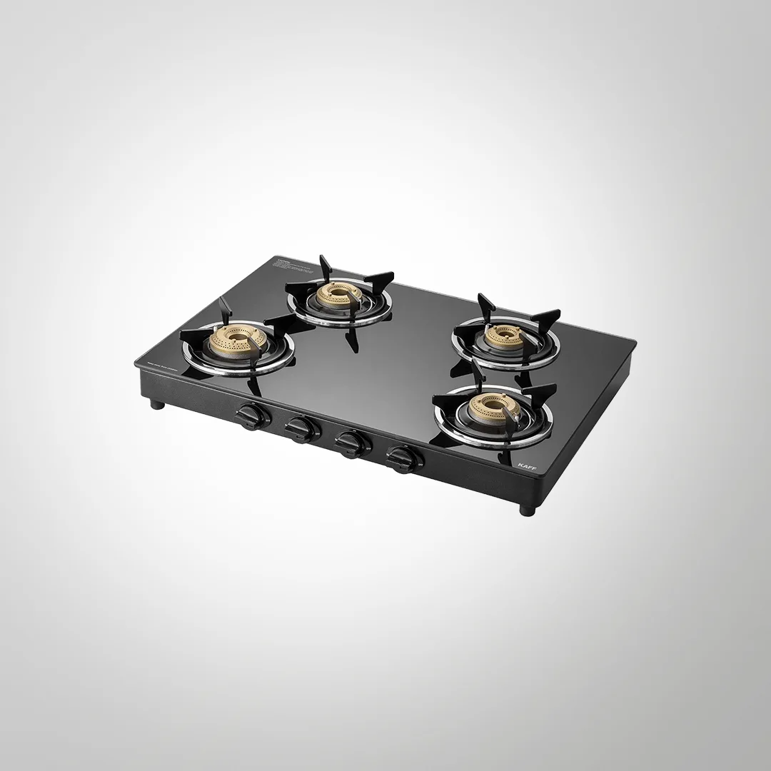 CTC694BAI – Slim Line 4-Burner Auto Ignition Gas Stove | High-Efficiency Brass Burners | Black Tempered Glass