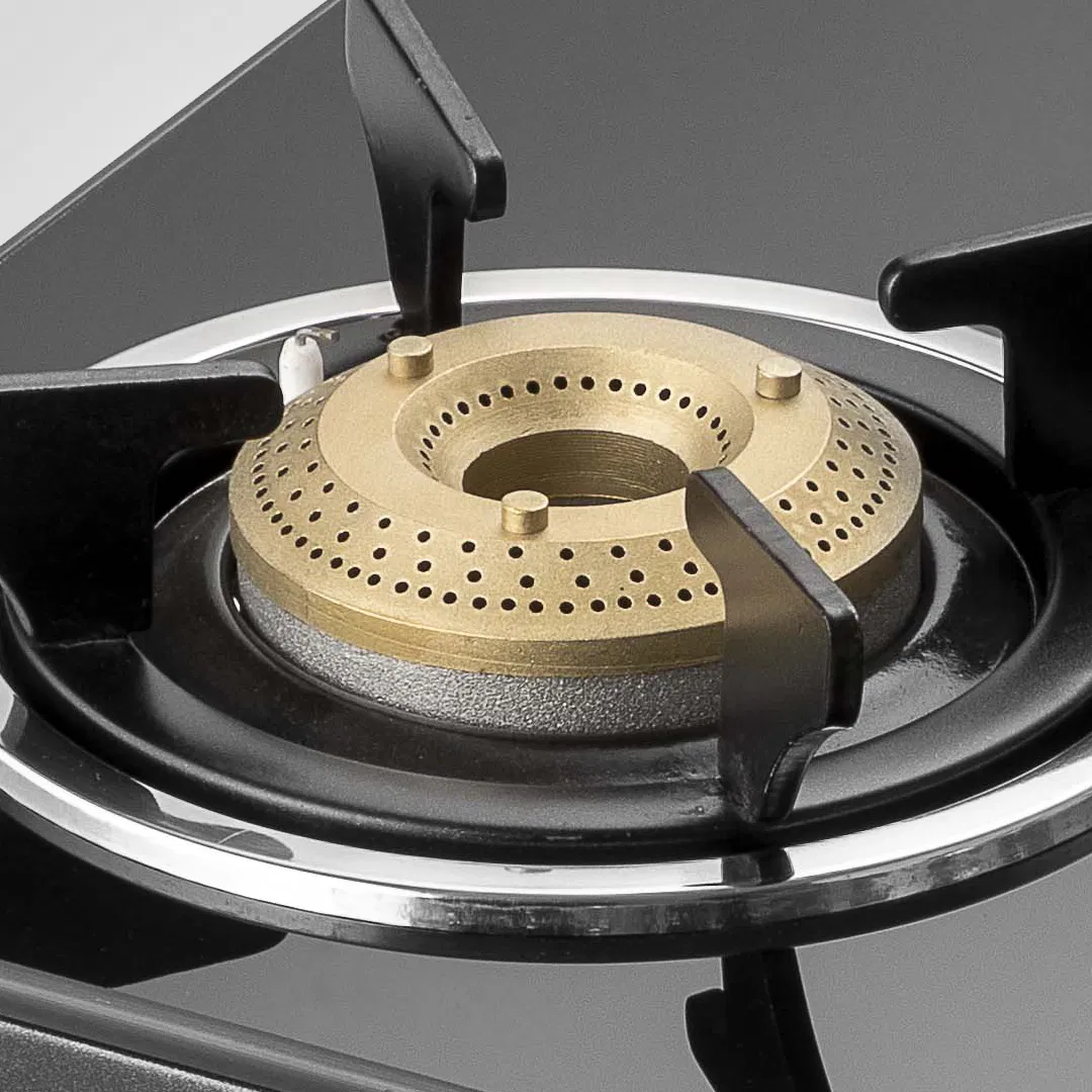 CTC694B – Slim Line 4-Burner Manual Ignition Gas Stove | High-Efficiency Brass Burners | Black Tempered Glass
