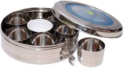 JVL Stainless Steel Spice tin Set with Seven Bowls - (200 ml Each) ST-2
