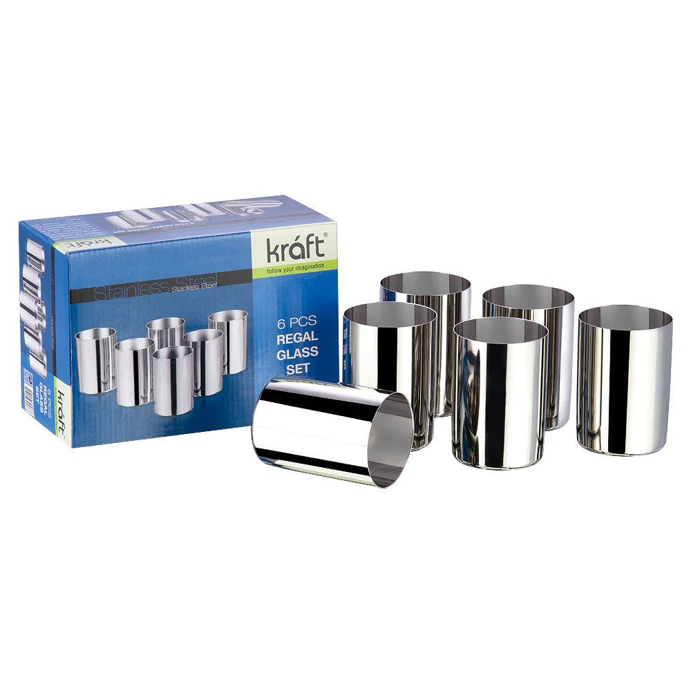 Regal Stainless Steel Glass Set of 6-400ml Each