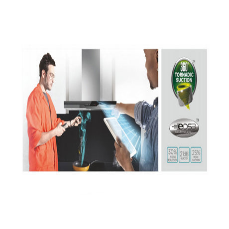 ELICA CHIMNEY GLACE EDS HE LTW 90 BK NERO T4V LED S