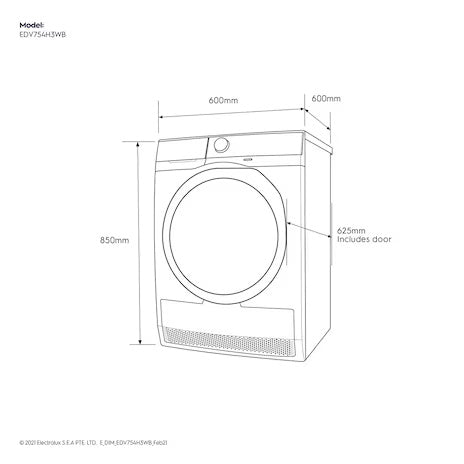 7.5kg UltimateCare 300 venting dryer EDV754H3WB