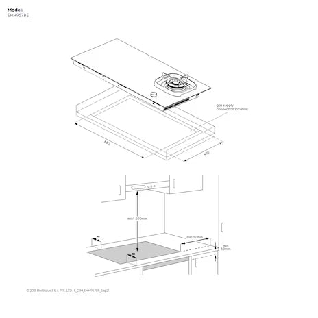 90cm UltimateTaste 900 Built-In Hybrid Induction Hob EHH957BE