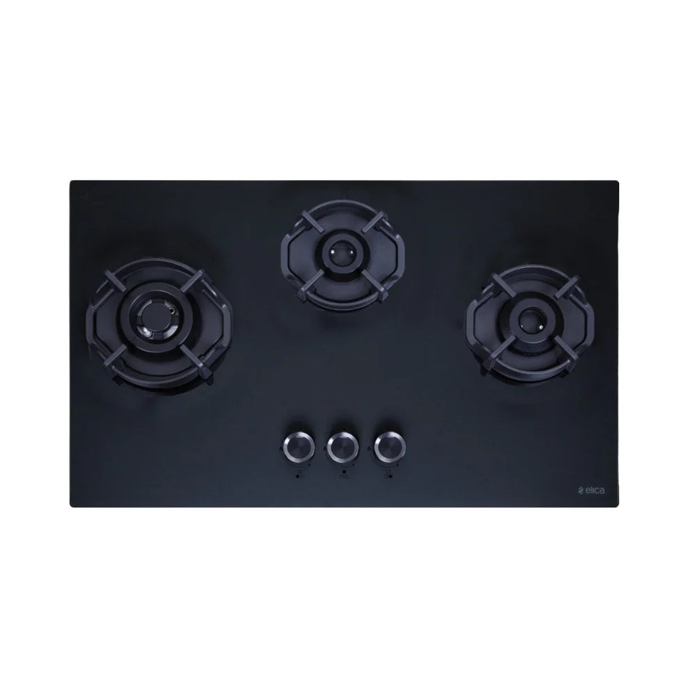 FLEXI HEXA 370 LOTUS IND HD 3 Brass Burners Toughened Glass Auto Ignition Round Metalic knobs