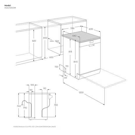 60cm UltimateCare 300 Freestanding Dishwasher with 13 place settings ESA47220SW