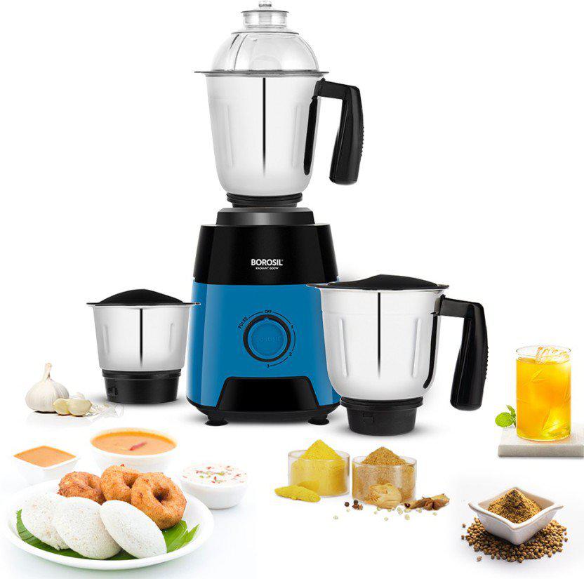 Borosil Radiant Mixer Grinder W17 600 W, 3 Jars