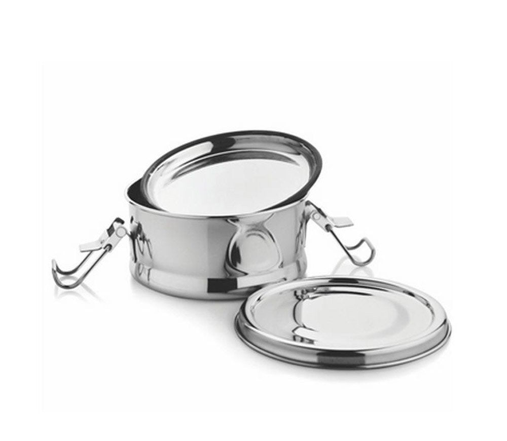 JVL Stainless Steel Single Layer Round Shape Leak Proof Lunch Box for School,(Big) - SLP-2