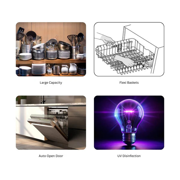 Valeriya SI Semi-Built-In Dishwasher – 15 Place Settings, UV Disinfection, Dual Zone Wash, Touch Control, 539.20.661
