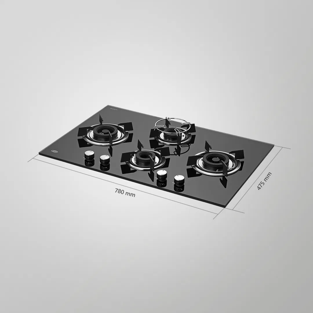 HBR 784 C – 78cm Built-in Hob with 4 Brass Burners & Auto Ignition