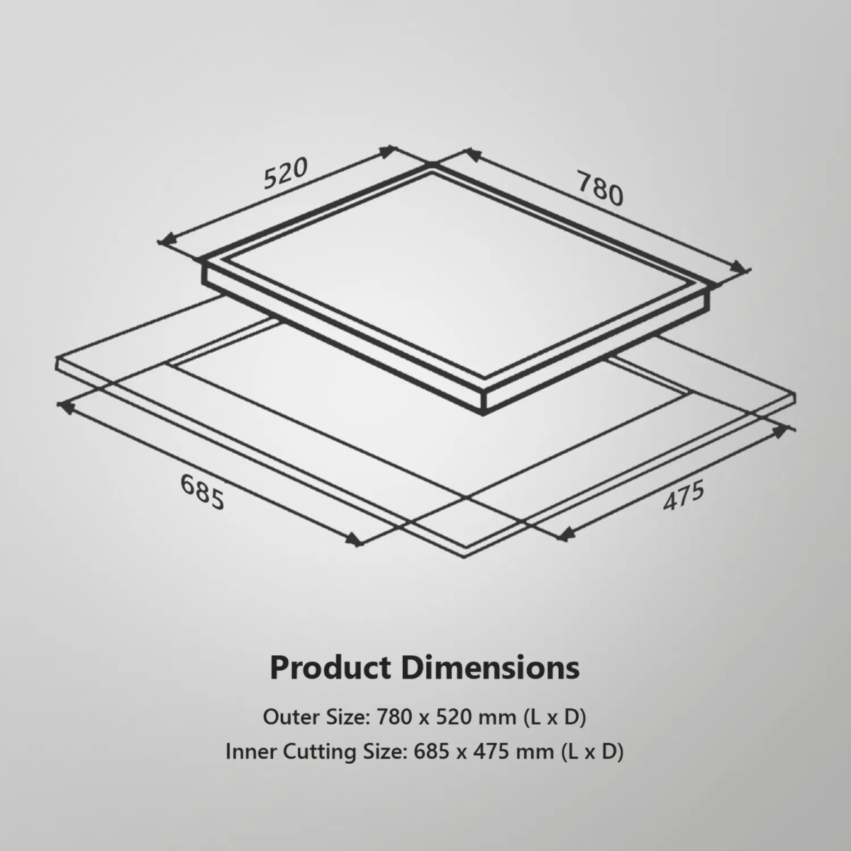HBR 784 C – 78cm Built-in Hob with 4 Brass Burners & Auto Ignition