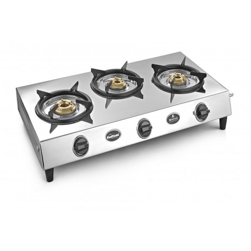 Buy Sunflame Stainless Steel Bonus 3 Burner DX Gas Stove at the lowest price in India at Apnidukaan.com, Save UPTO 50% Off, All India Free Shipping, Click here to see all of our exclusive deals.