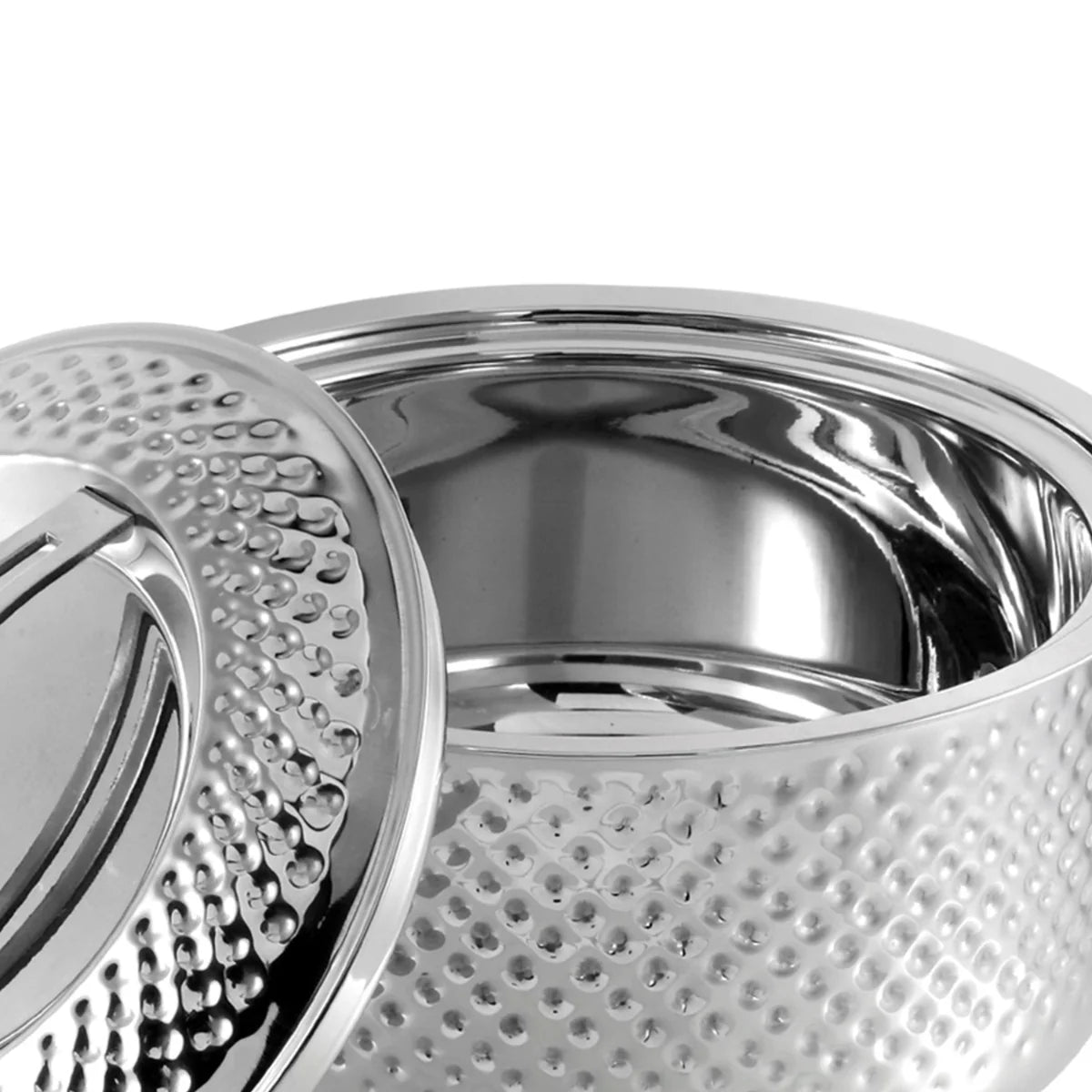 Hammered Double Wall Stainless Steel Casserole - 4 Litre
