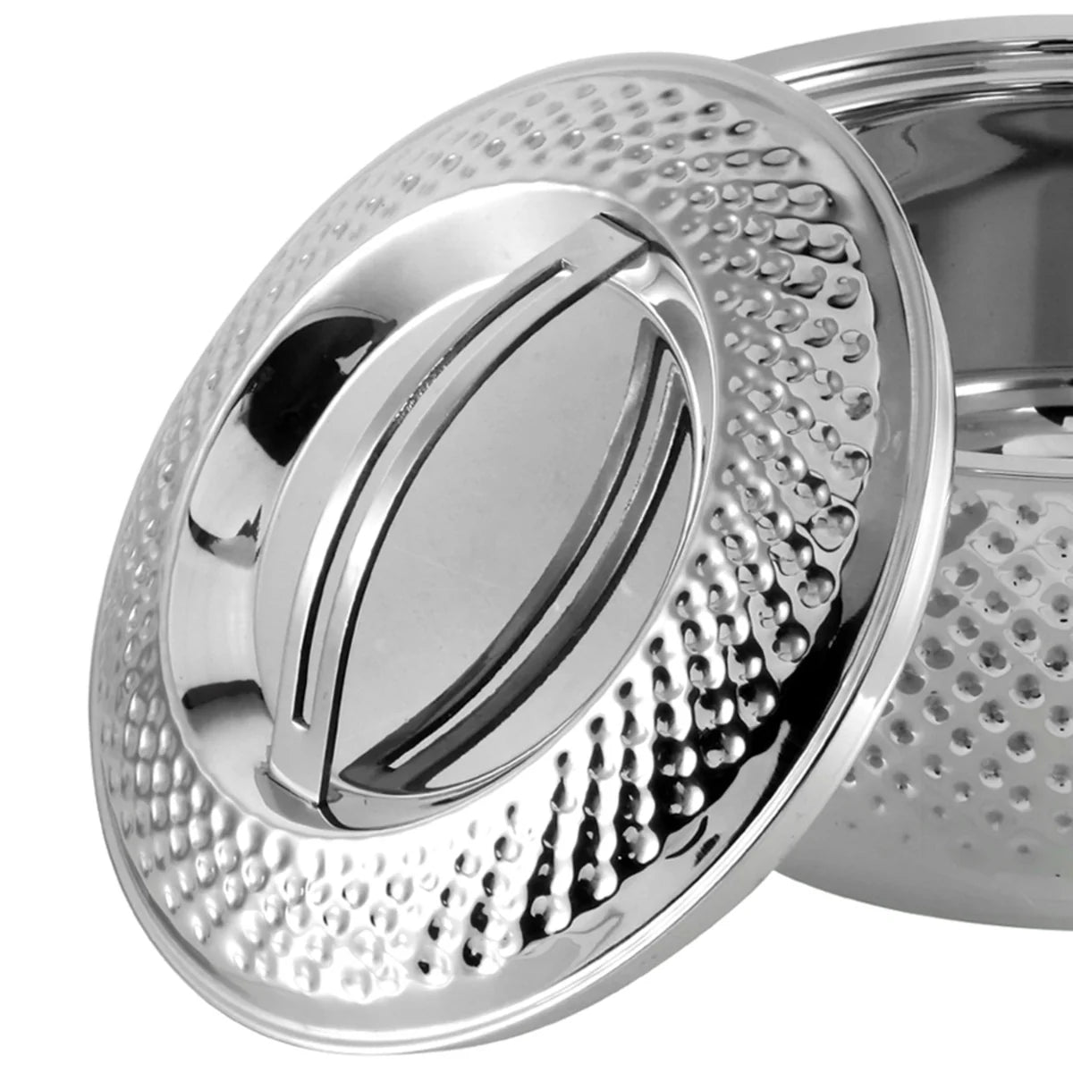 Hammered Double Wall Stainless Steel Casserole - 4 Litre