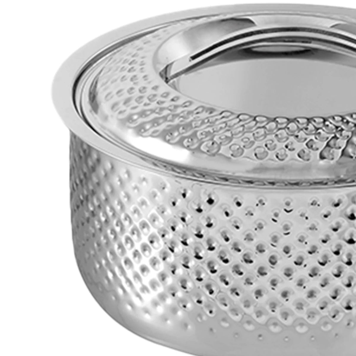 Hammered Double Wall Stainless Steel Casserole - 4 Litre