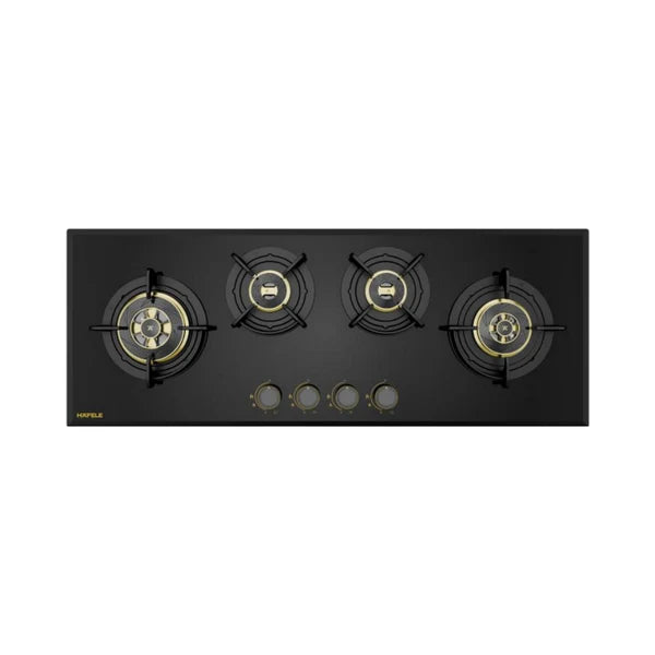 Altius Plus 000 100 cm 4 Burner Hob – Brass Burners, Insta Ignition, Golden Metal Knobs, 538.66.769