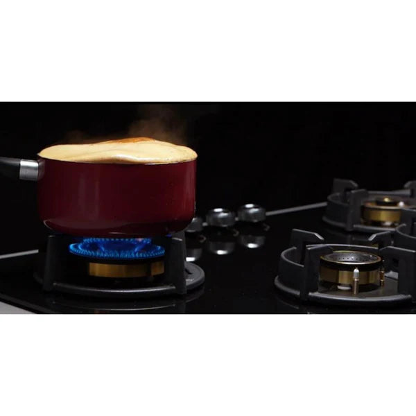 Altius Plus Matt 390 86 cm 3 Burner Hob – Brass Burners, Insta Ignition, Gunmetal Metal Knobs, 538.66.749