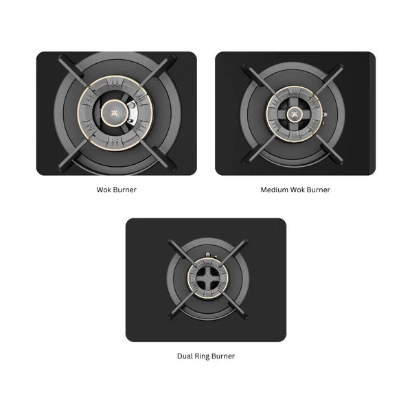 Cronus Digi-Step 590 90 cm 5 Burner Hob – Full Brass Burners, Step Flame Technology, Insta Ignition, 534.01.767