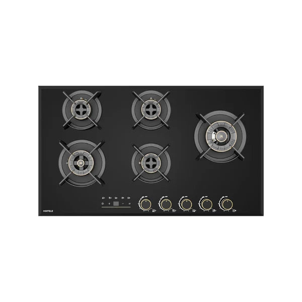Cronus Digi-Step 590 90 cm 5 Burner Hob – Full Brass Burners, Step Flame Technology, Insta Ignition, 534.01.767