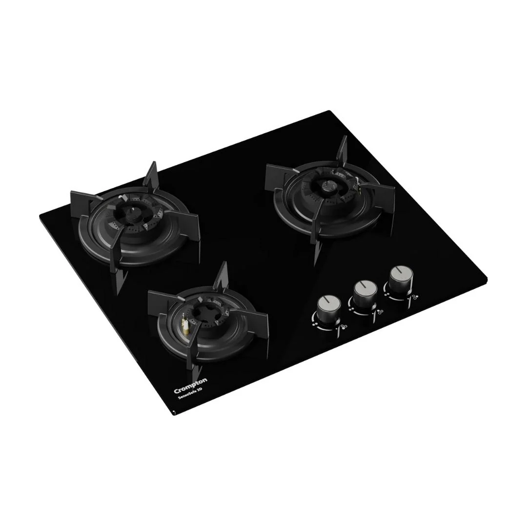 SensoSafe 60cm 3 Burner Built-In Gas Hob with 3D Brass Burners & FFD