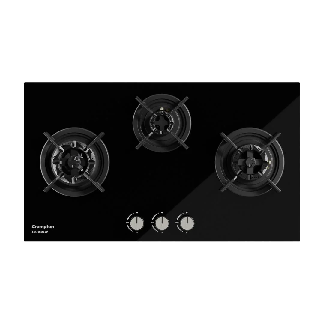 SensoSafe 78cm 3 Burner Built-In Gas Hob with 3D Brass Burners & FFD