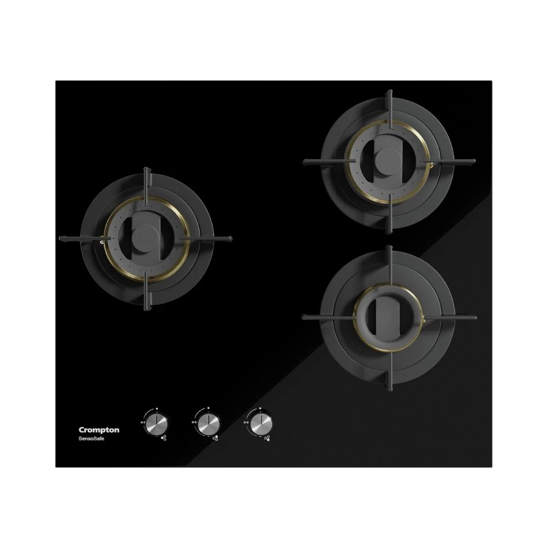 SensoSafe 60cm 3 Burner Built-In Gas Hob with Multi-Ring Brass Burners & FFD