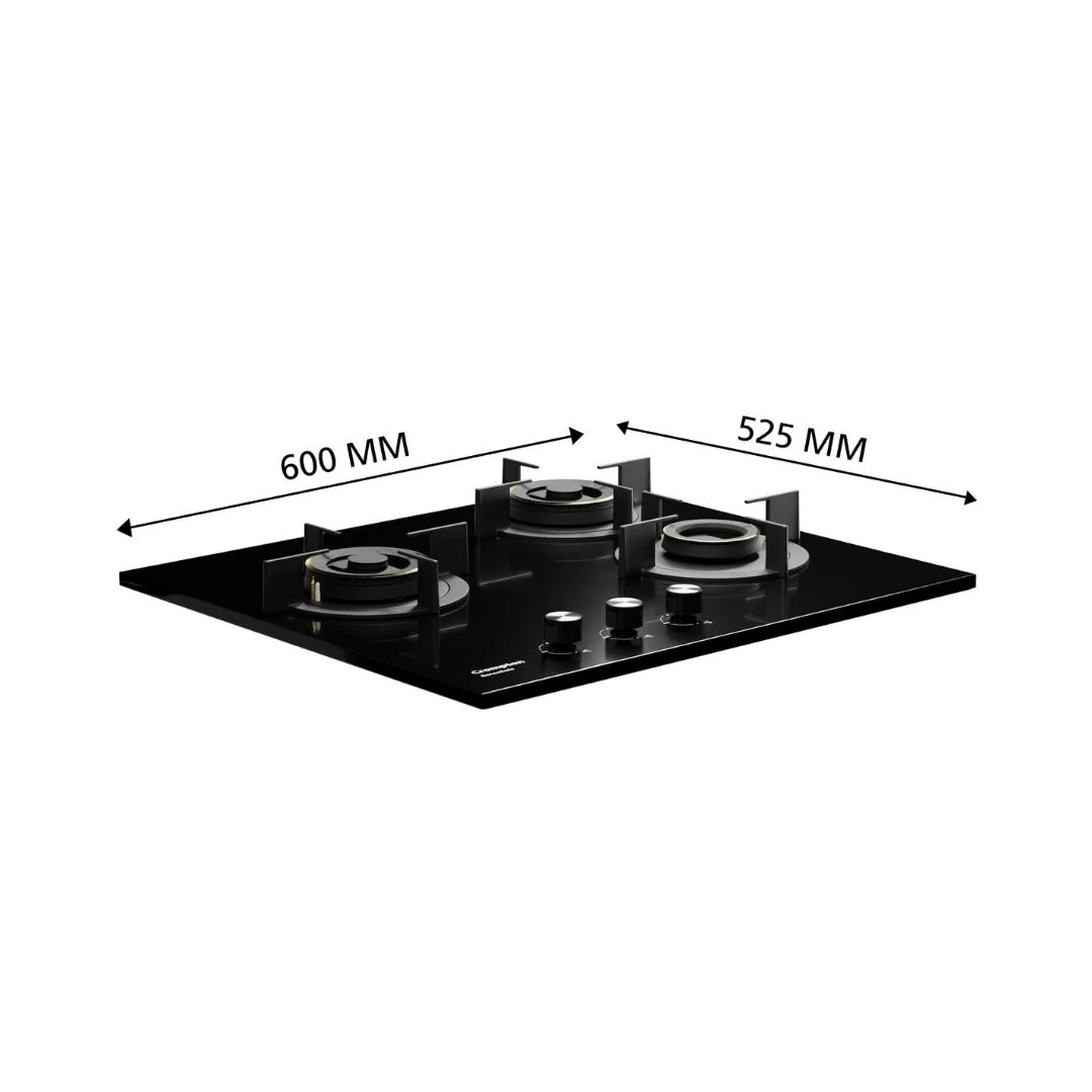 SensoSafe 60cm 3 Burner Built-In Gas Hob with Multi-Ring Brass Burners & FFD