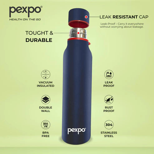 Pexpo Bosco Hot & Cold Water Bottle 600 ML Denim Blue